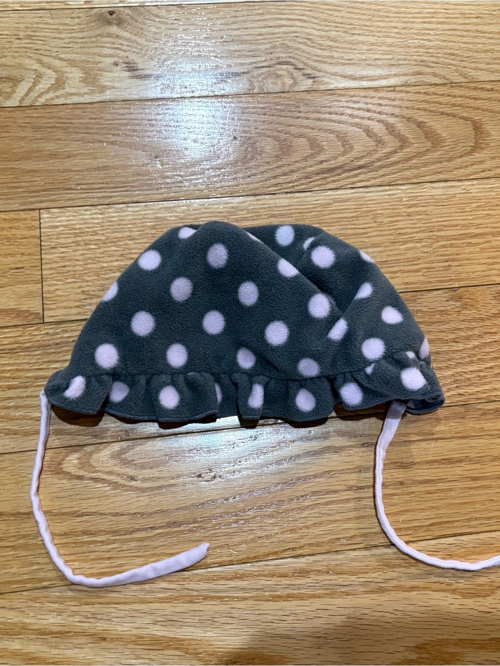 Gray and Pink Polka Dot Fleece Baby Hat bonnet - Kids Accessories